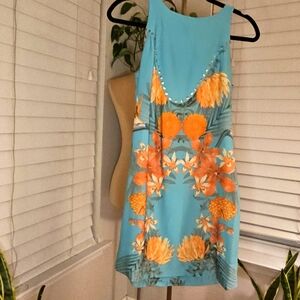 Farm Rio Blue and Orange Halter Mini Dress